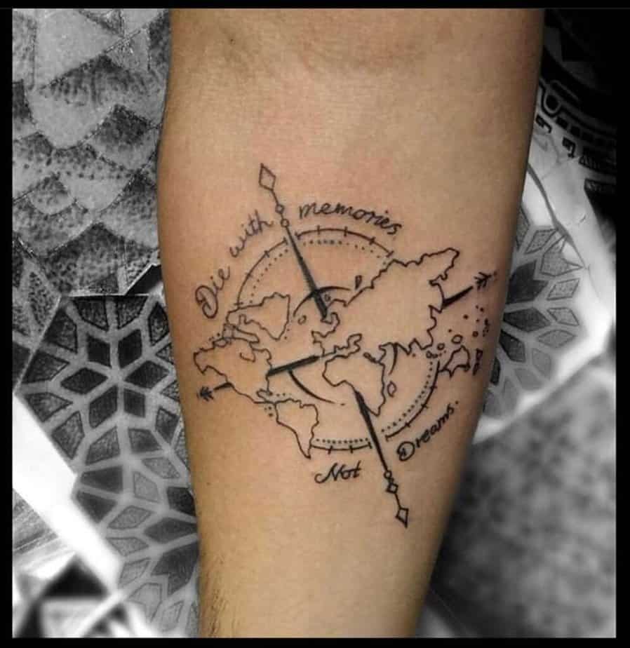 A compass and a world map