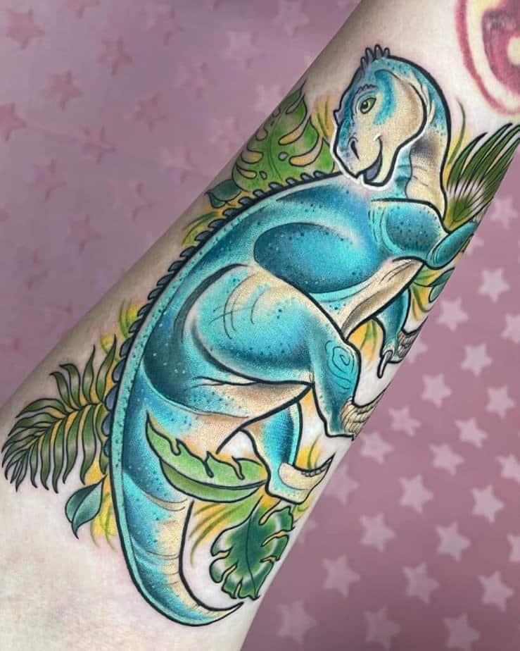 Full-color dinosaur tattoos