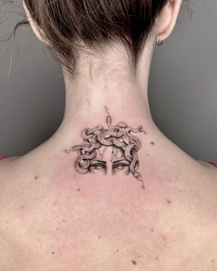 Dark feminine tattoos of Medusa