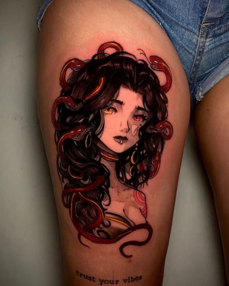 Dark feminine tattoos of Medusa