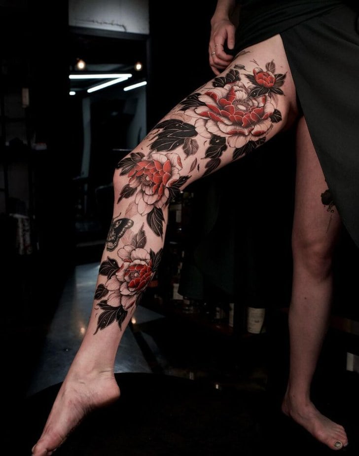 Dark feminine tattoos of flowers