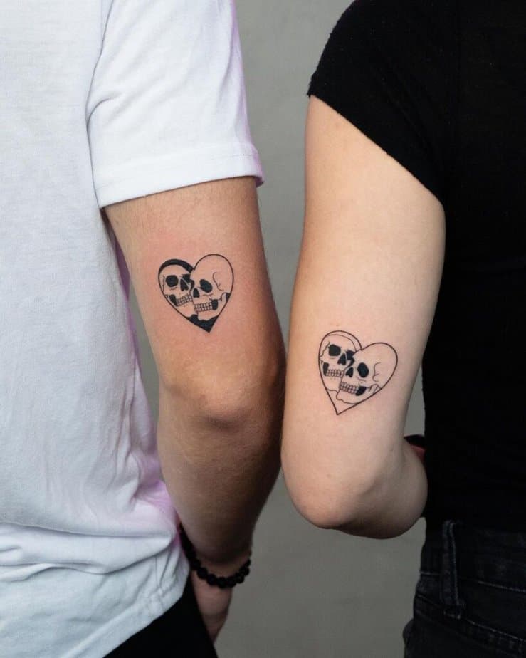 26. Matching skull tattoos 