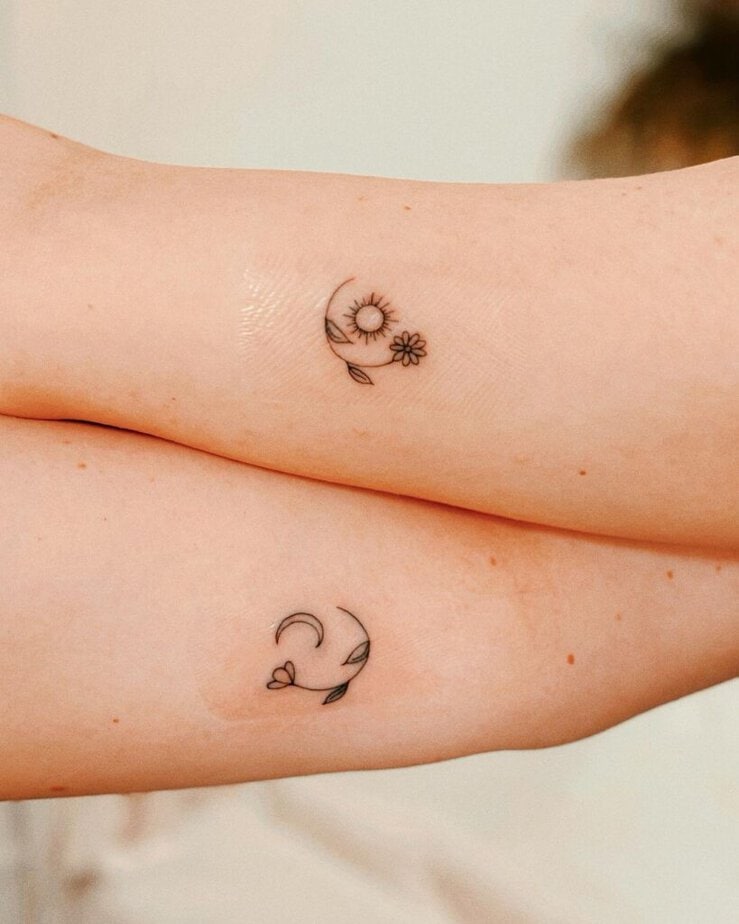 6. A sun and moon matching tattoo 