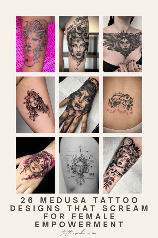 26 disegni di tatuaggi della Medusa che gridano all'emancipazione femminile