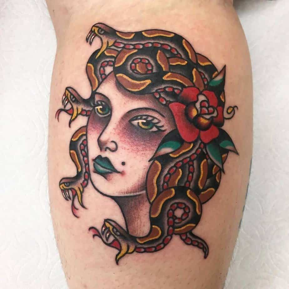 Full-color Medusa tattoo