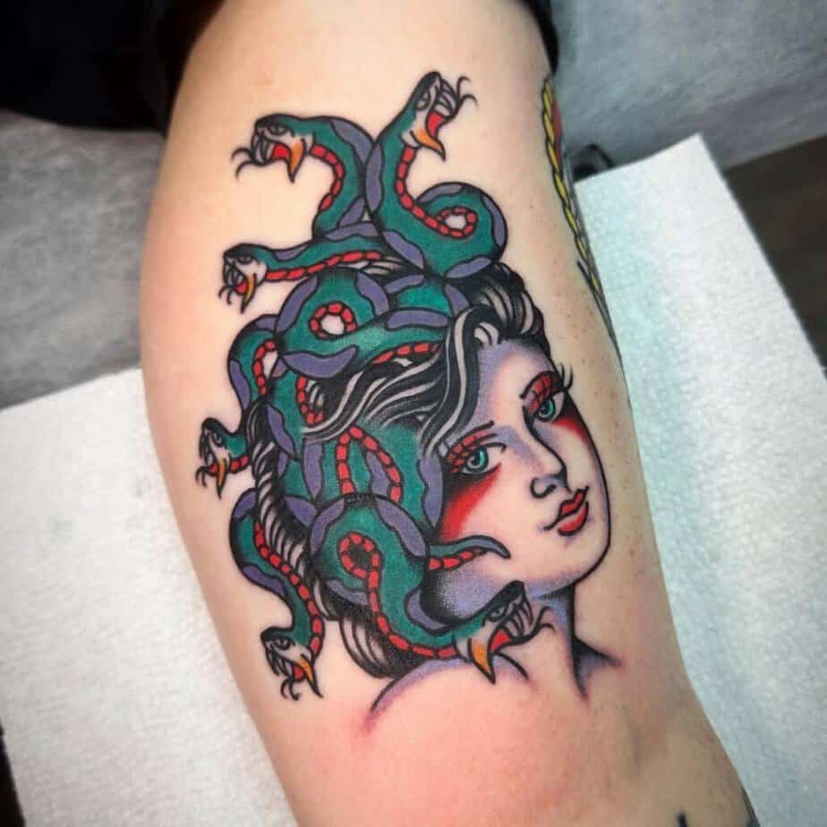 Full-color Medusa tattoo