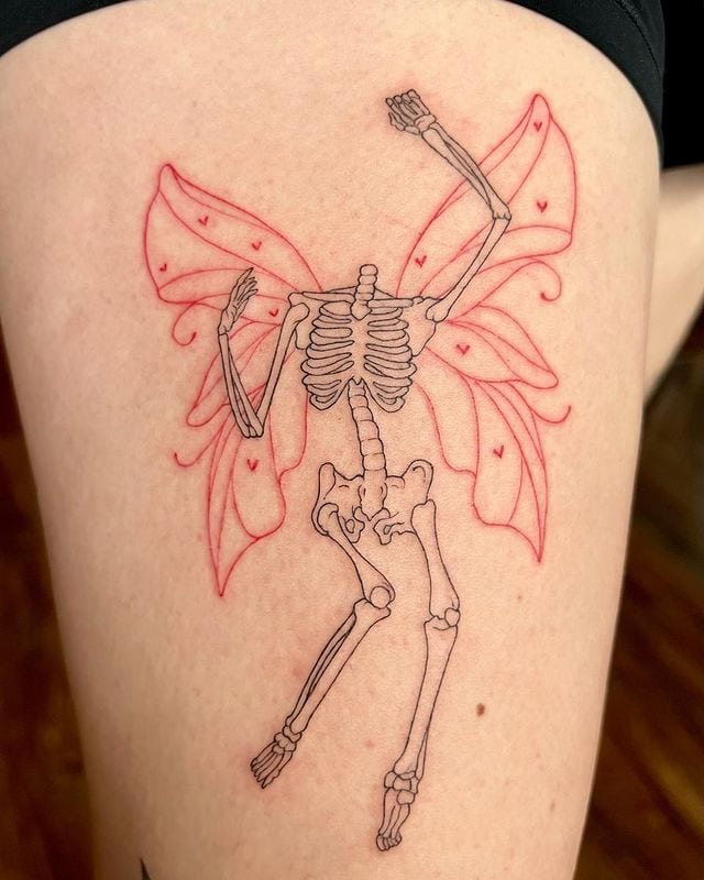 3. Dancing skeleton fairy tattoo