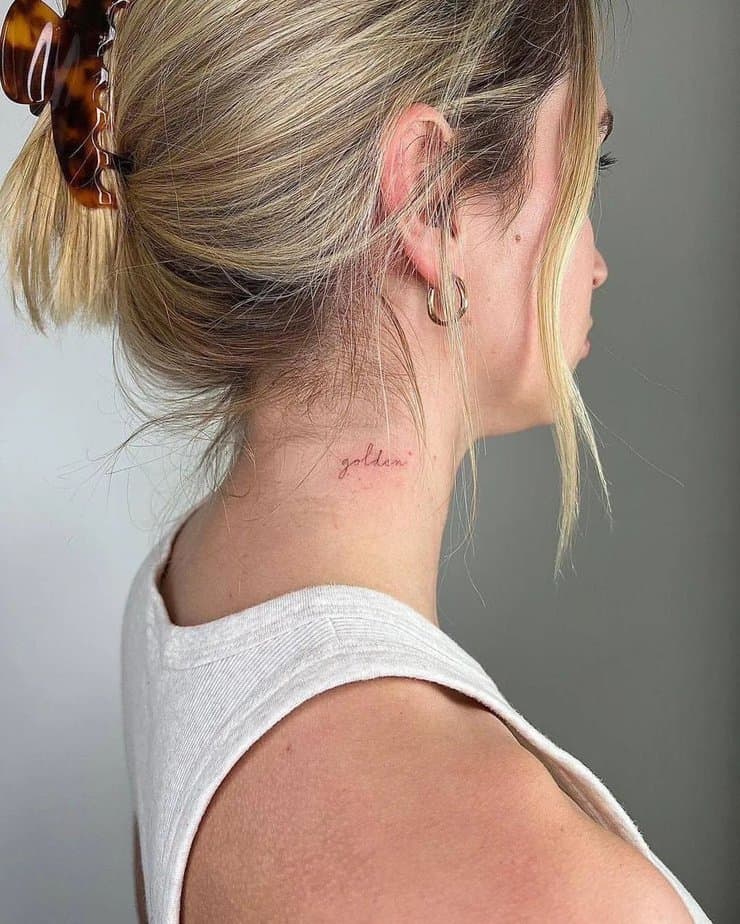 9. A “golden” tattoo on the neck
