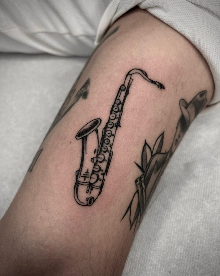 1. A simple saxophone tattoo 