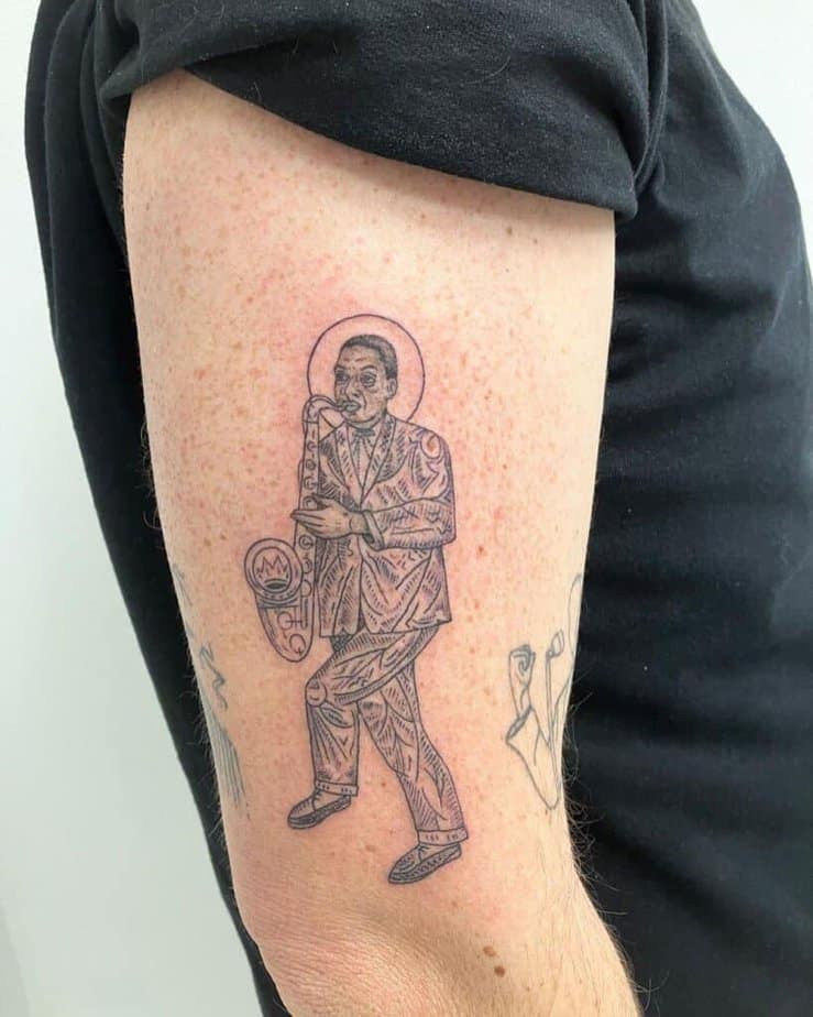 14. A tattoo of John Coltrane on the sax