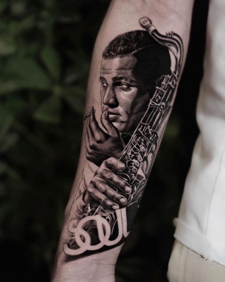 4. A John Coltrane saxophone tattoo 