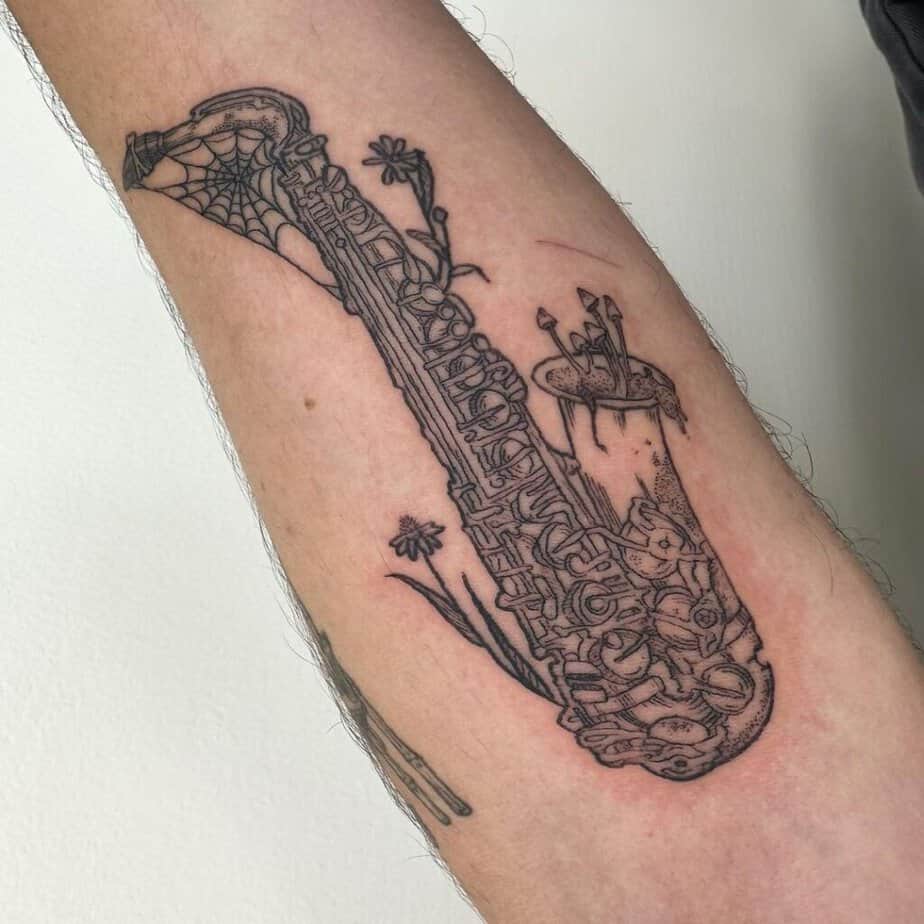 5. A weathered sax tattoo 