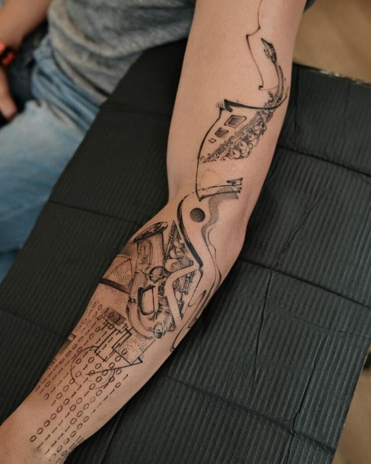 7. An abstract saxophone tattoo 