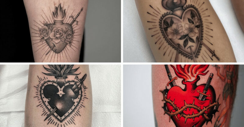 27 sacred heart tattoos to symbolize your devotion