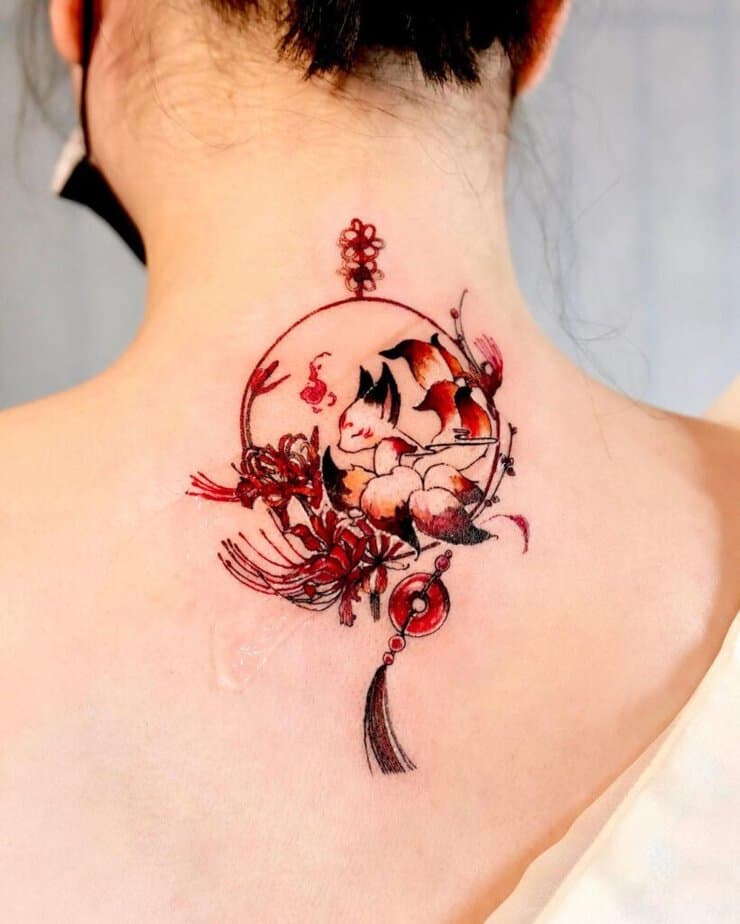 Nine-tailed fox tattoo