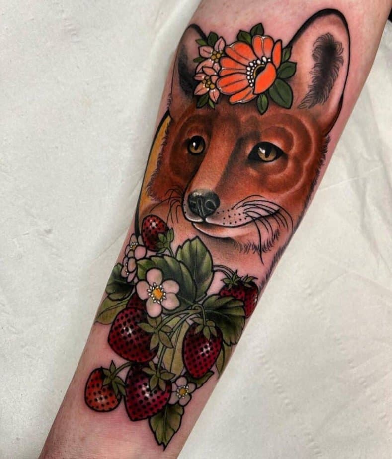 Tatuaggio con volpe rossa