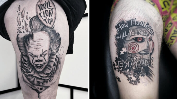28 raccapriccianti idee di tatuaggio di film horror per gli amanti del gore.