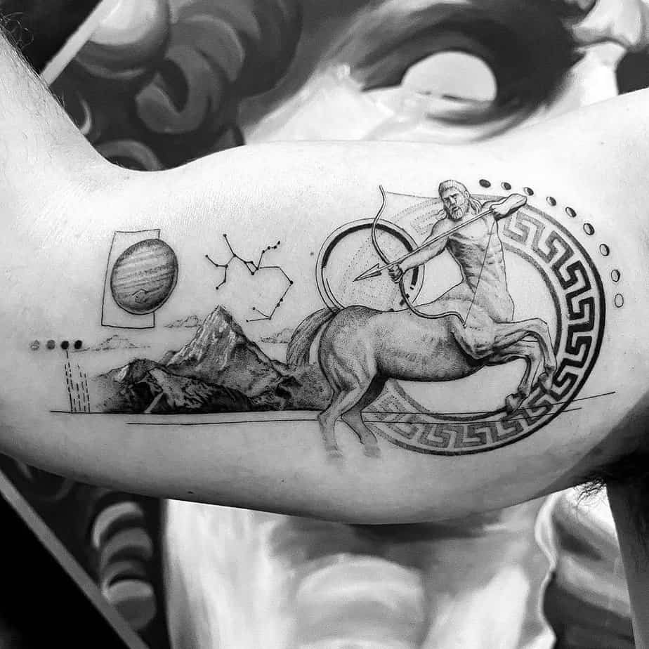 19. A Sagittarius archer tattoo on the bicep

