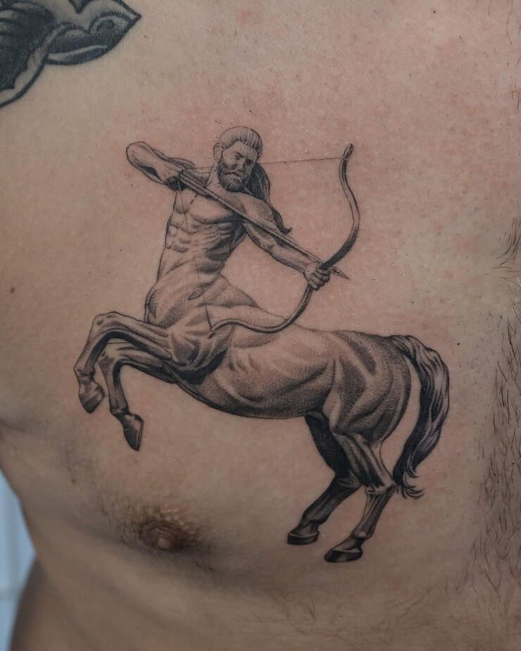 16. A Sagittarius archer tattoo on the chest
