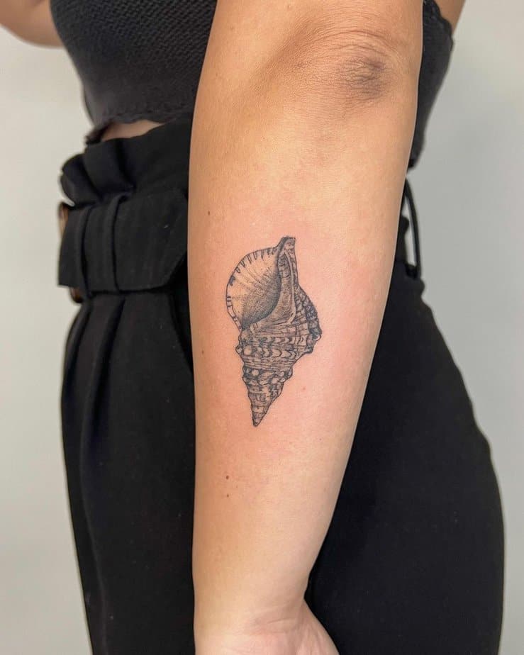 11. A conch shell on the forearm
