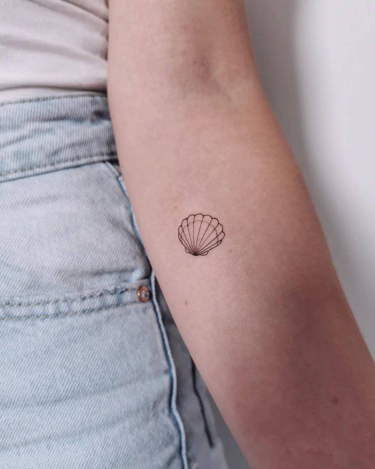 4. A fine-line shell tattoo
