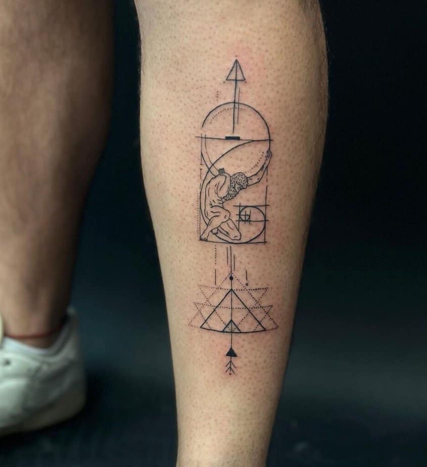 A geometric shin tattoo