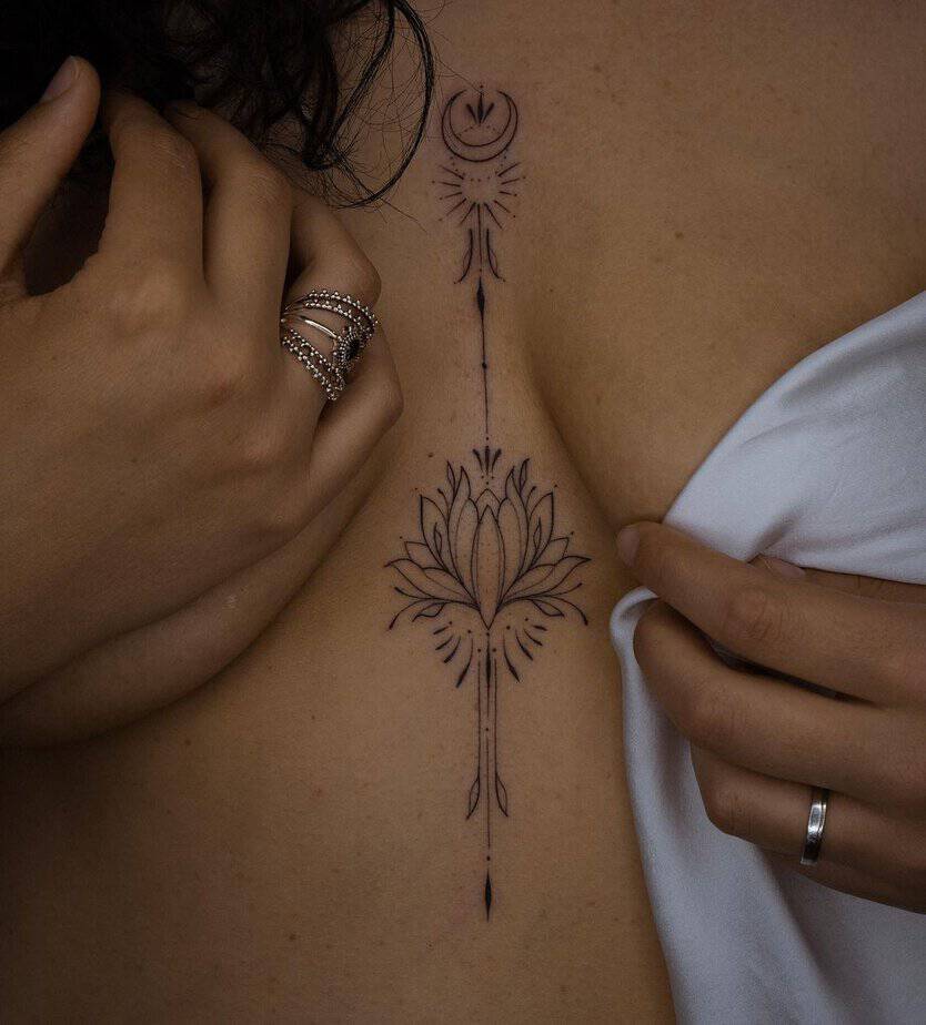 A lotus middle chest tattoo