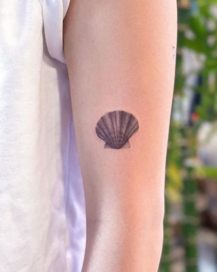 21. A softly shaded shell tattoo
