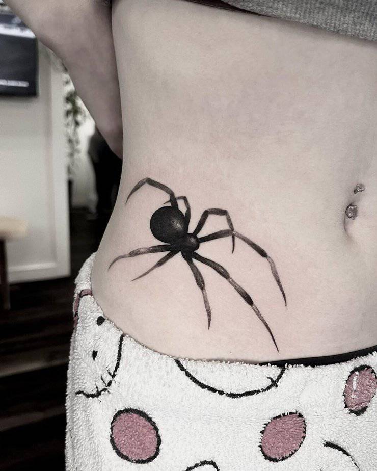 Abdomen spider tattoo