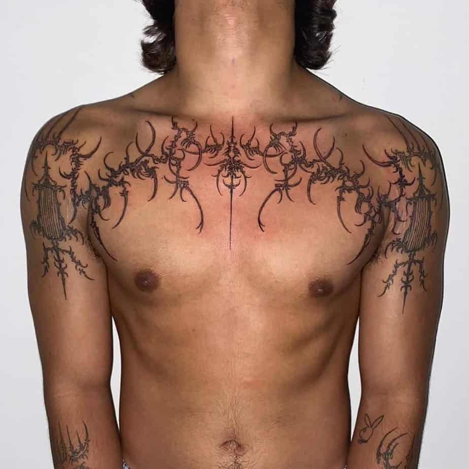 5. Abstract chest tattoo
