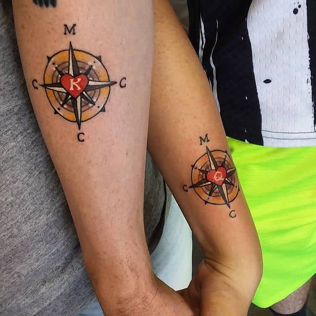 Amazing king and queen compass tattoos