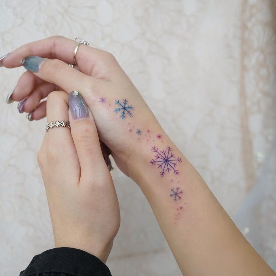 Blue and purple snowflakes