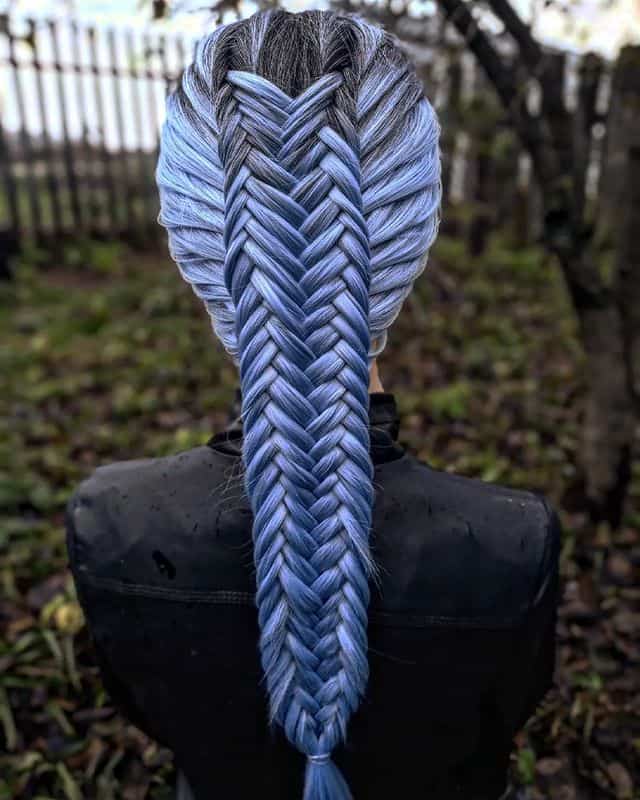 Blue fishtail braid