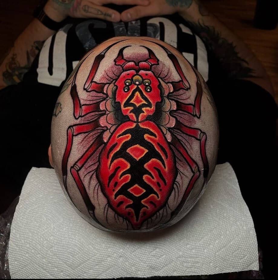 Tatuaggio con ragno colorato
