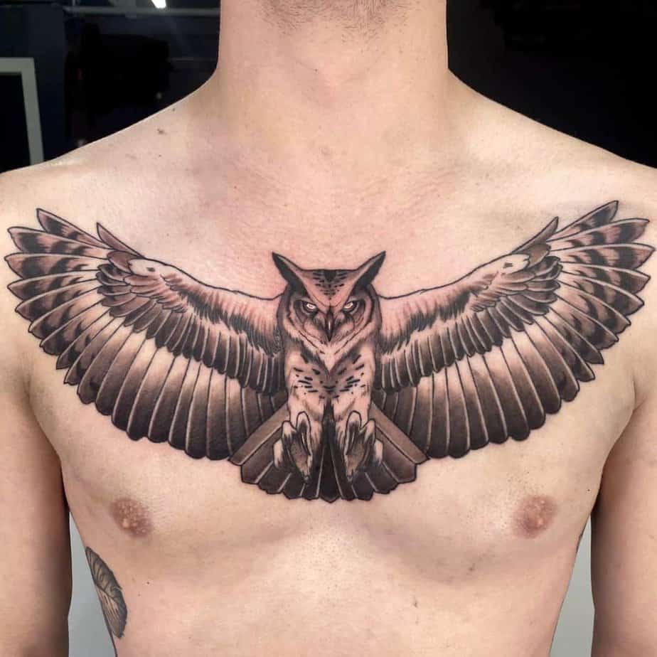 9. Detailed owl tattoo

