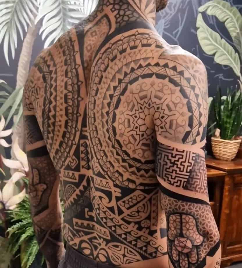 18. Full-back Maori tapestry