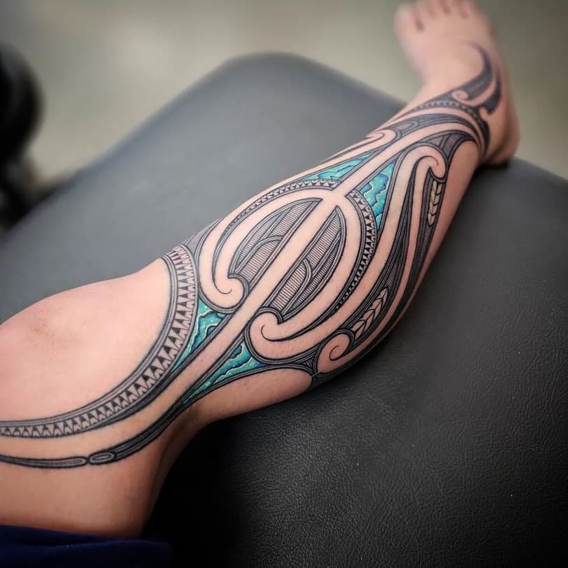 5. A Maori tattoo with a splash of color