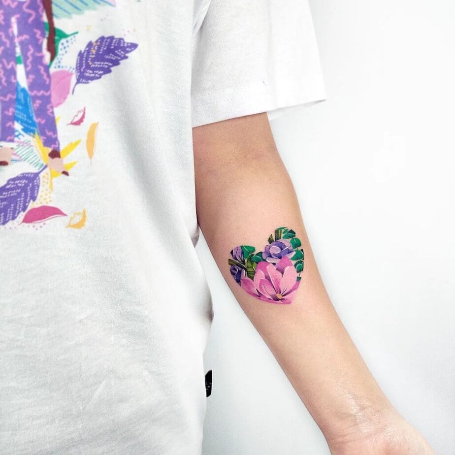 21. A colorful heart tattoo 