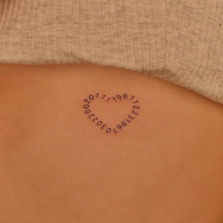 6. A heart number tattoo