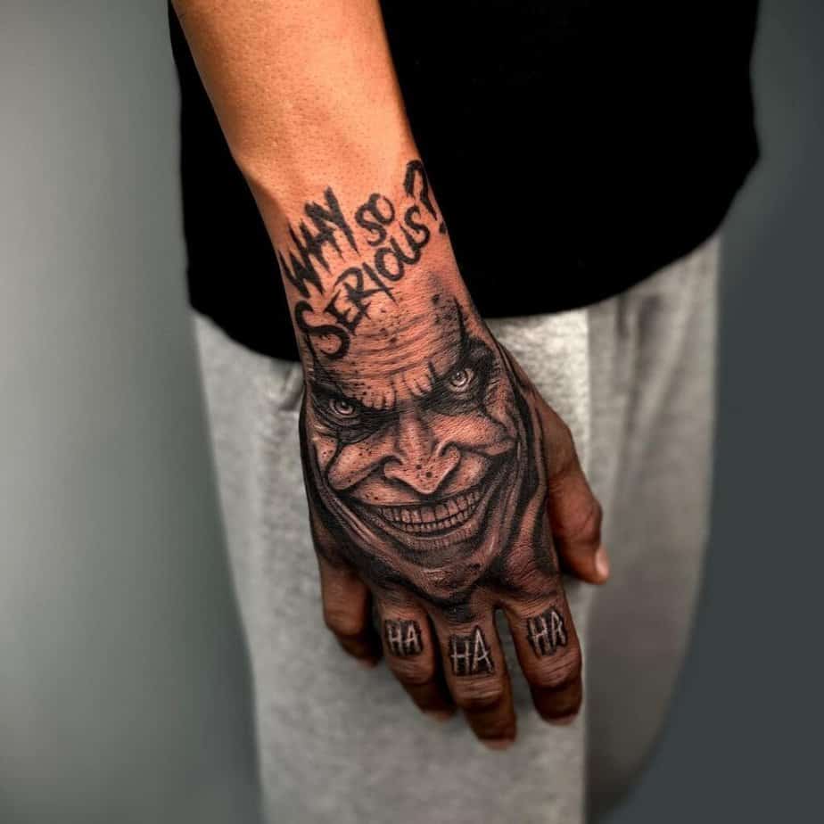 1. A Joker hand tattoo 