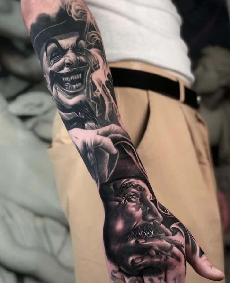 10. A sleeve of Joker’s tattoos 