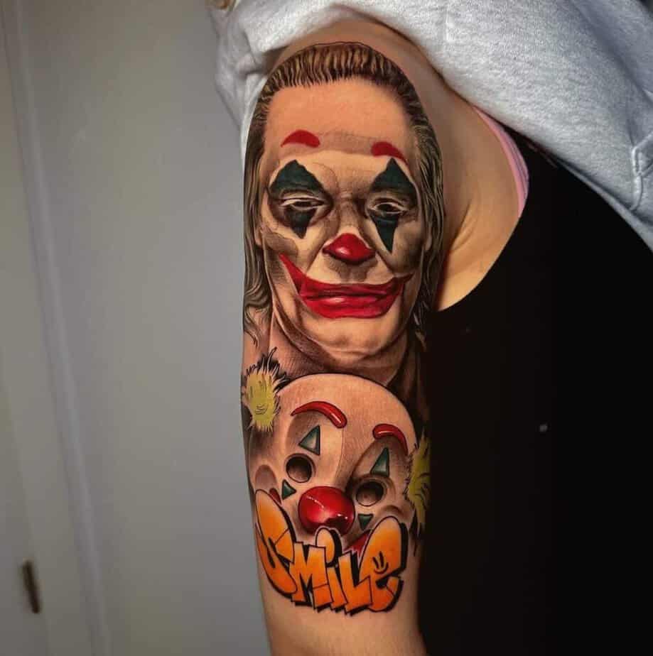 12. A colored Joker tattoo 