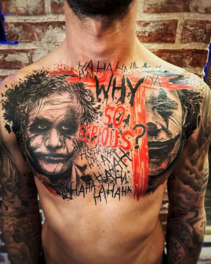 13. A Joker tattoo on the chest