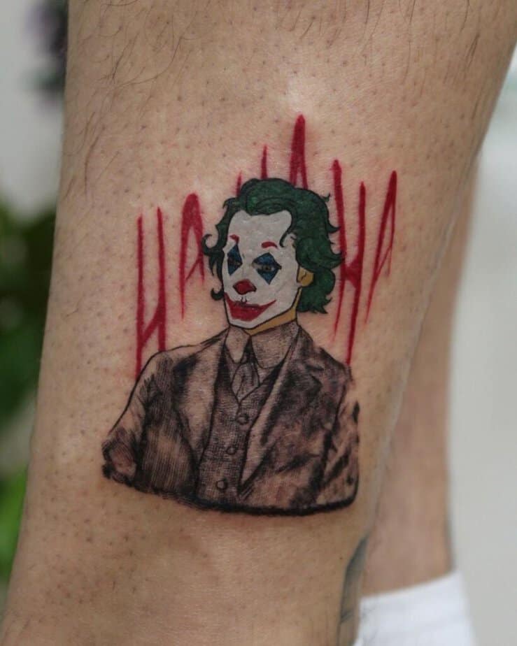 15. A Joker tattoo on the ankle 