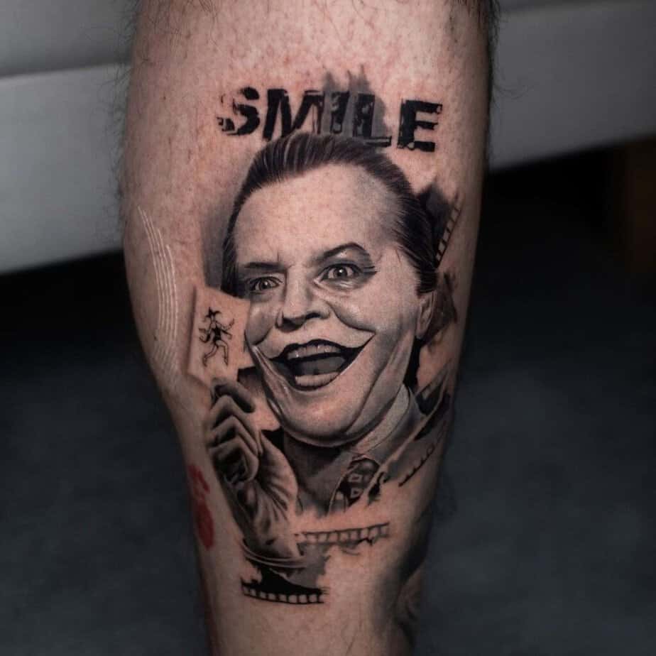 17. Jack Nicholson’s Joker on the back of the leg