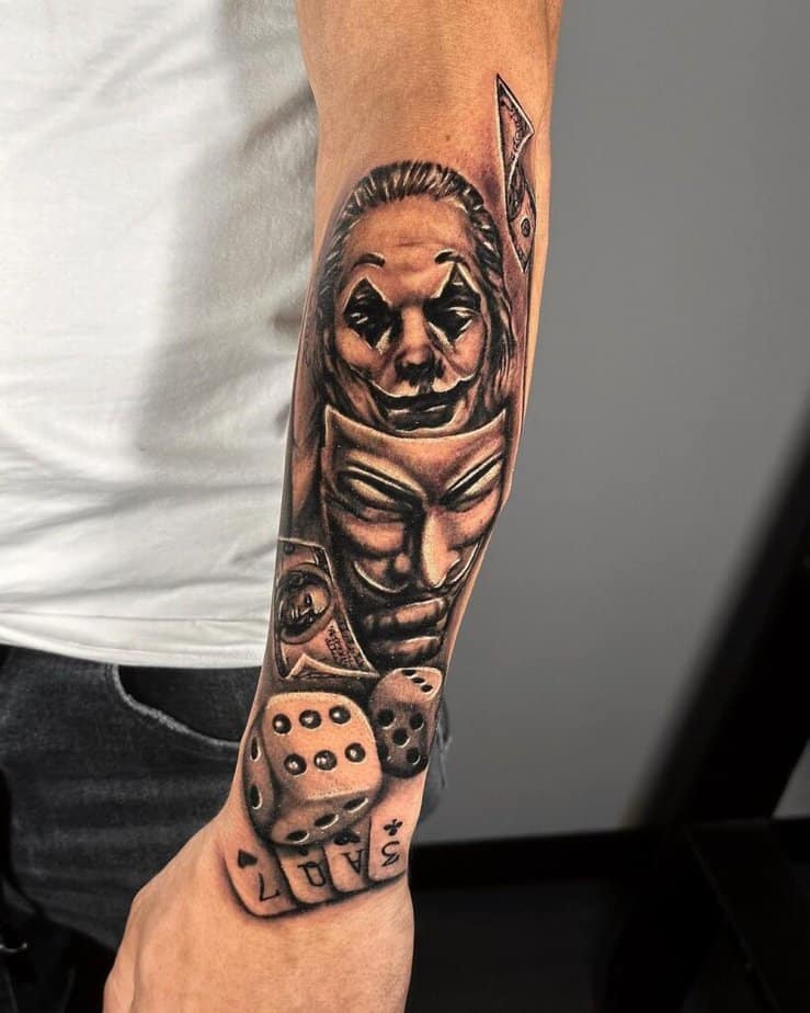 2. A Joker tattoo on the forearm