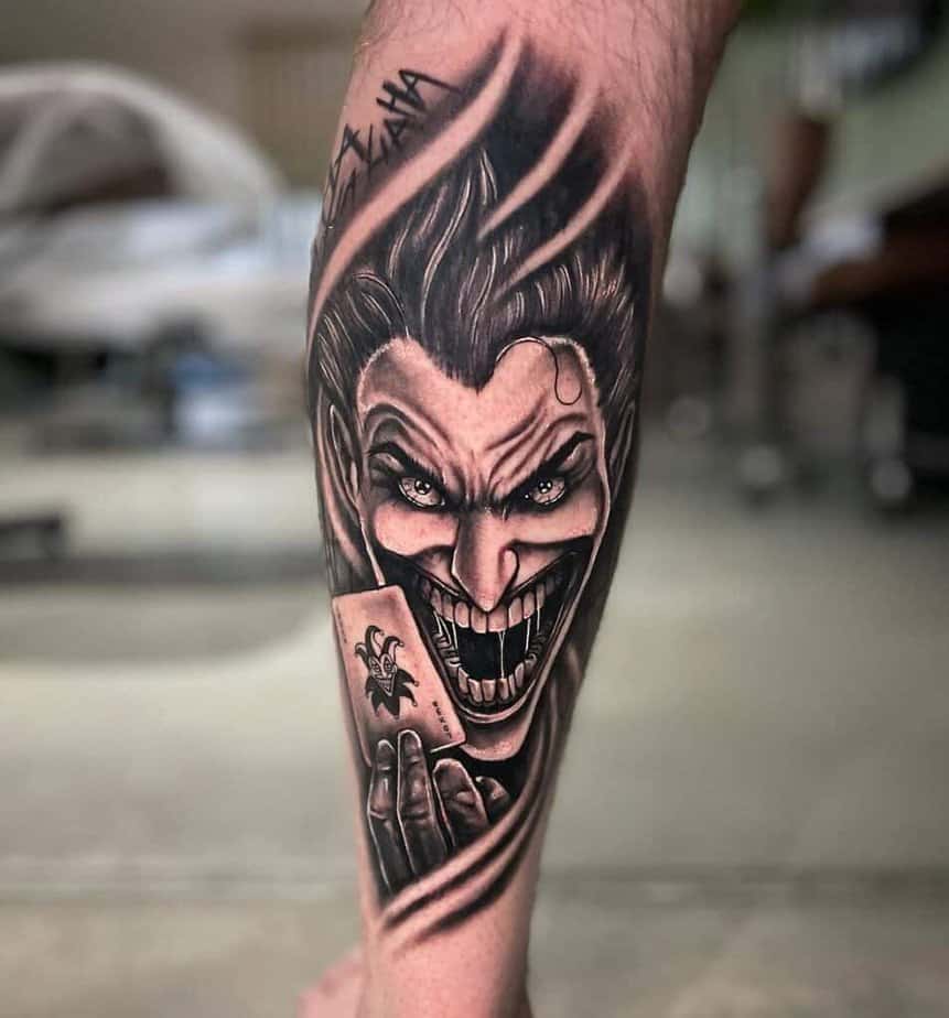 4. A comic book Joker tattoo