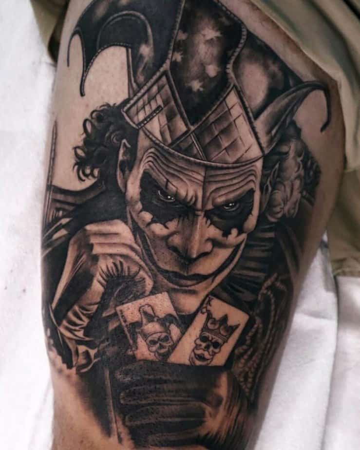 5. A Joker tattoo on the upper thigh