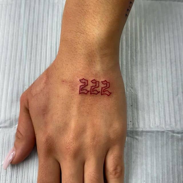 Hand 222 tattoo