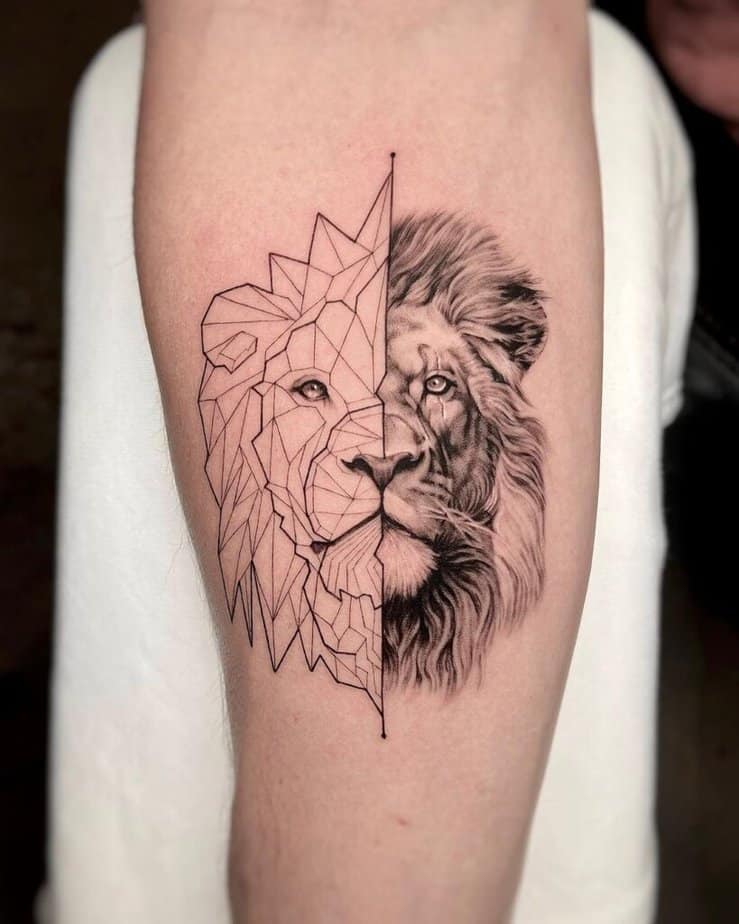 Lion tattoo ideas black and gray style 3